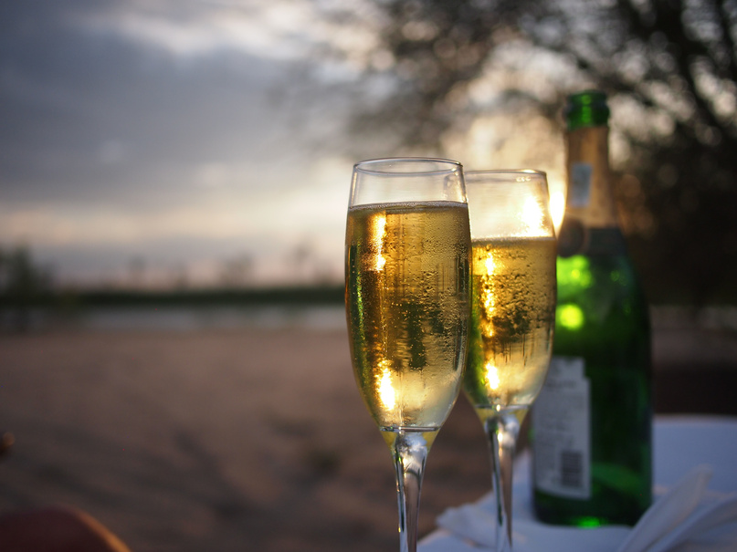 Champagne on a sunset safari